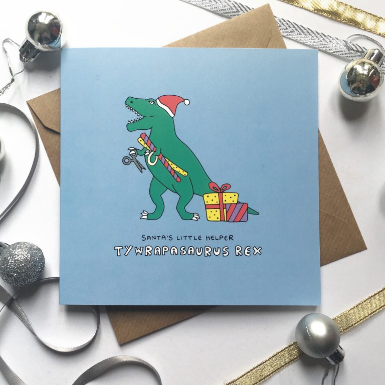 Dinosaur Christmas card by Ladykerry – Ladykerry Illustrated Gifts
